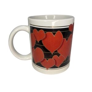Vintage Black & Gold Hearts Ceramic Coffee Mug